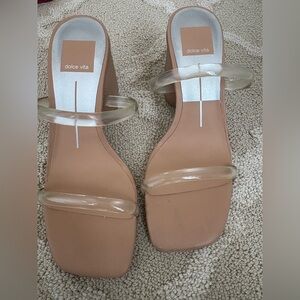 Dolce Vita Tan Heeled Sandals with Sleek Design